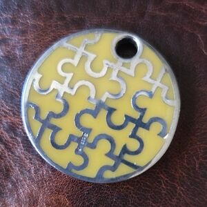 Large Sterling 925 marked SF Round Puzzle Piece Pendant Focal Vintage 11+ Grams